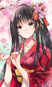Preview wallpaper girl, kimono, kanzashi, sakura, anime