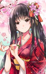 Preview wallpaper girl, kimono, kanzashi, sakura, anime