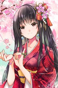 Preview wallpaper girl, kimono, kanzashi, sakura, anime