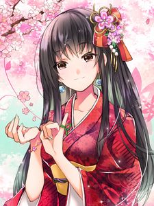 Preview wallpaper girl, kimono, kanzashi, sakura, anime