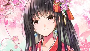 Preview wallpaper girl, kimono, kanzashi, sakura, anime