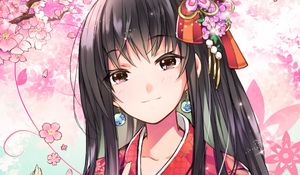 Preview wallpaper girl, kimono, kanzashi, sakura, anime