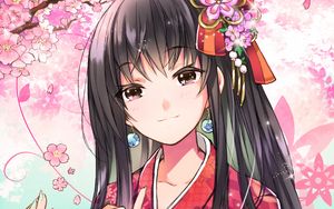 Preview wallpaper girl, kimono, kanzashi, sakura, anime