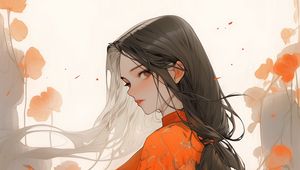 Preview wallpaper girl, kimono, katana, anime, flowers, art