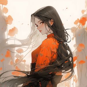 Preview wallpaper girl, kimono, katana, anime, flowers, art