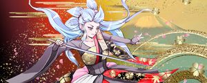 Preview wallpaper girl, kimono, katana, sword, anime, art