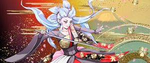 Preview wallpaper girl, kimono, katana, sword, anime, art