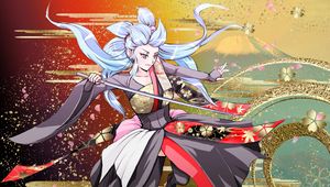 Preview wallpaper girl, kimono, katana, sword, anime, art