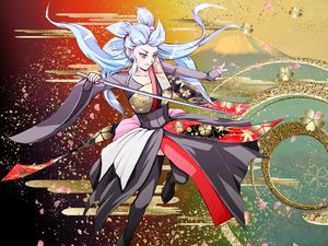 Preview wallpaper girl, kimono, katana, sword, anime, art