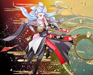 Preview wallpaper girl, kimono, katana, sword, anime, art