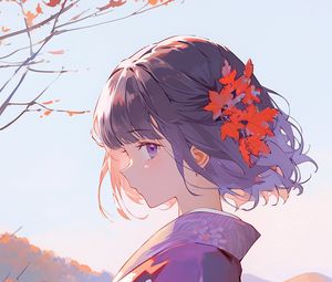 Preview wallpaper girl, kimono, lake, anime