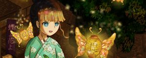 Preview wallpaper girl, kimono, lanterns, light, anime