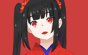 Preview wallpaper girl, kimono, lipstick, anime, red