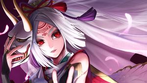 Preview wallpaper girl, kimono, mask, anime, art