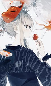 Preview wallpaper girl, kimono, mask, fish, anime, art