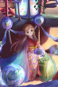 Preview wallpaper girl, kimono, monk, anime, art
