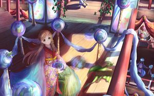 Preview wallpaper girl, kimono, monk, anime, art