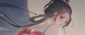 Preview wallpaper girl, kimono, moon, anime, art