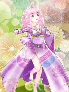Preview wallpaper girl, kimono, movement, anime, purple