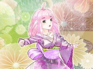 Preview wallpaper girl, kimono, movement, anime, purple