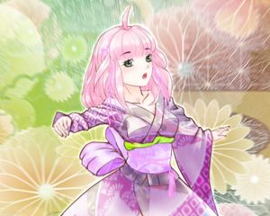 Preview wallpaper girl, kimono, movement, anime, purple