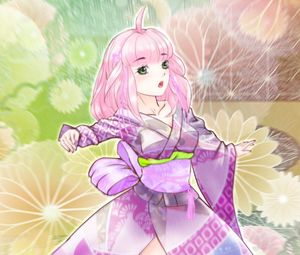 Preview wallpaper girl, kimono, movement, anime, purple