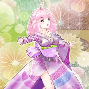 Preview wallpaper girl, kimono, movement, anime, purple