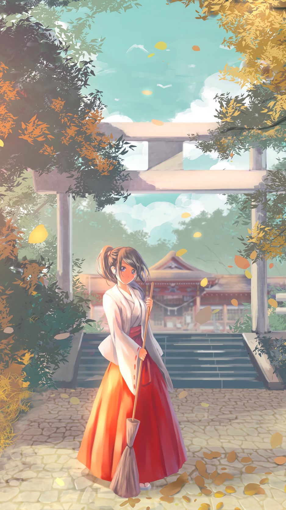 Anime Girl Kimono Japanese Castle 4K Wallpaper iPhone HD Phone #3191m