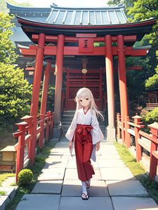 Preview wallpaper girl, kimono, pagoda, anime