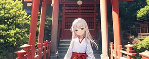 Preview wallpaper girl, kimono, pagoda, anime