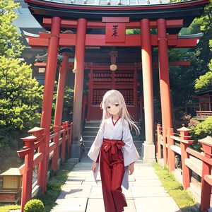 Preview wallpaper girl, kimono, pagoda, anime