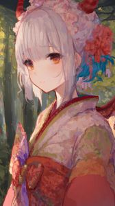 Preview wallpaper girl, kimono, paint, anime