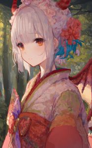 Preview wallpaper girl, kimono, paint, anime