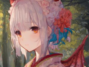 Preview wallpaper girl, kimono, paint, anime