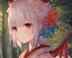 Preview wallpaper girl, kimono, paint, anime