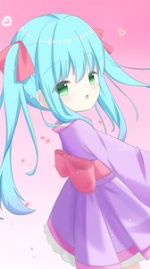 Preview wallpaper girl, kimono, ponytails, anime, art