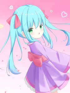 Preview wallpaper girl, kimono, ponytails, anime, art