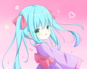 Preview wallpaper girl, kimono, ponytails, anime, art