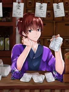 Preview wallpaper girl, kimono, recipes, anime