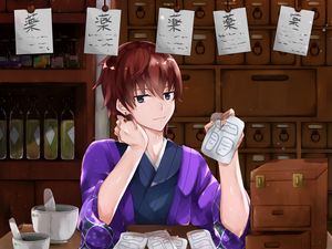 Preview wallpaper girl, kimono, recipes, anime