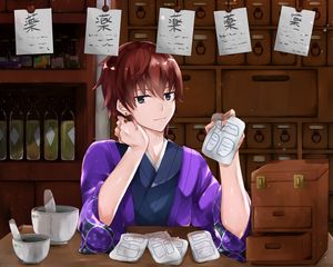 Preview wallpaper girl, kimono, recipes, anime