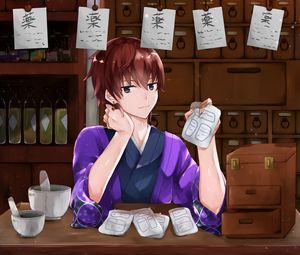 Preview wallpaper girl, kimono, recipes, anime