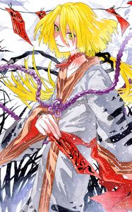 Preview wallpaper girl, kimono, rope, anime, art