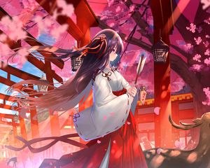 Preview wallpaper girl, kimono, sakura, anime, art