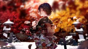 Preview wallpaper girl, kimono, sakura, flowers, anime