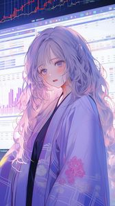Preview wallpaper girl, kimono, screen, anime, art