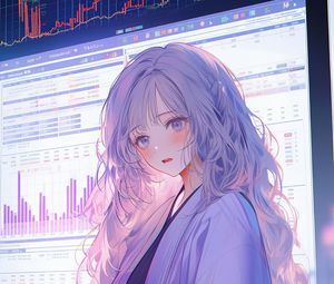 Preview wallpaper girl, kimono, screen, anime, art