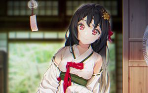 Preview wallpaper girl, kimono, smile, fan, anime