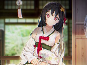 Preview wallpaper girl, kimono, smile, fan, anime