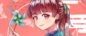 Preview wallpaper girl, kimono, smile, glance, anime